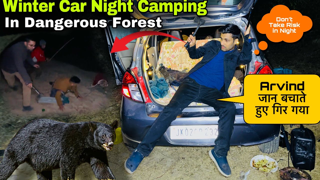 Arvind के ऊपर जानलेवा हमला Dangerous Car Night Camping in Wild Forest Of JammuKashmir Winter Camping