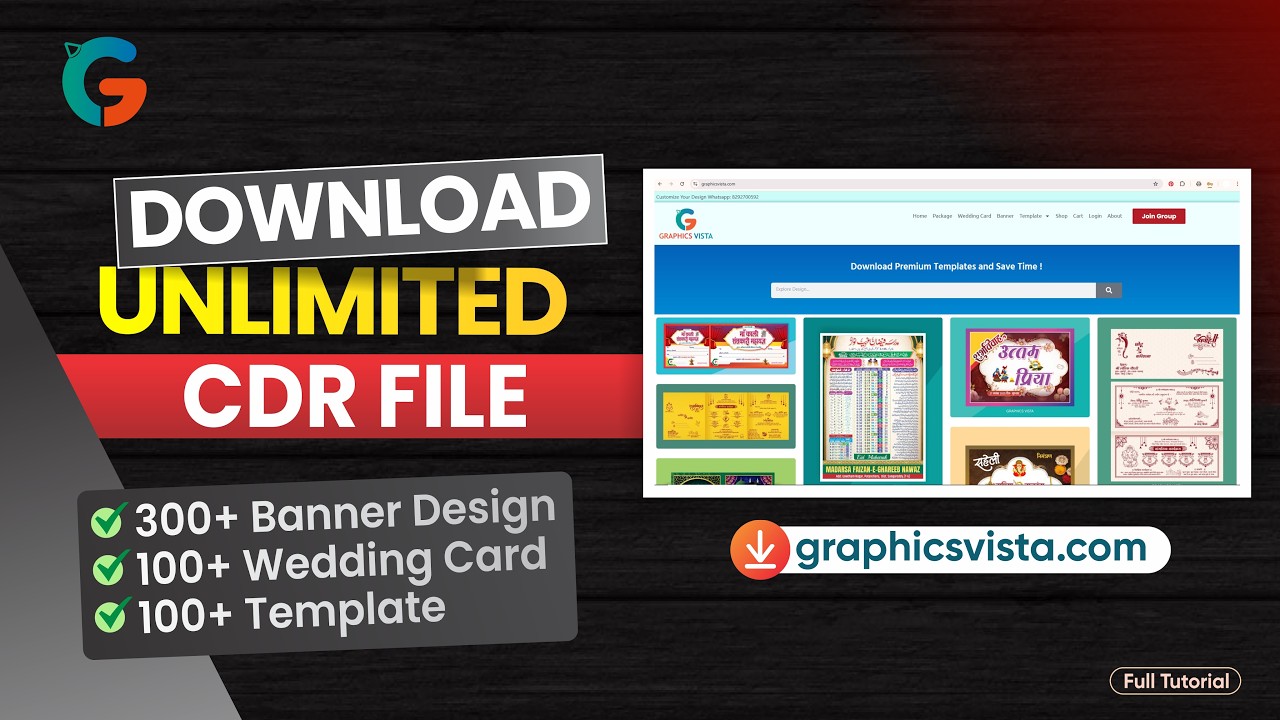 Download Unlimited CDR Files | 300+ Banner Design + 100+ Wedding Card Templates | GraphicsVista.com