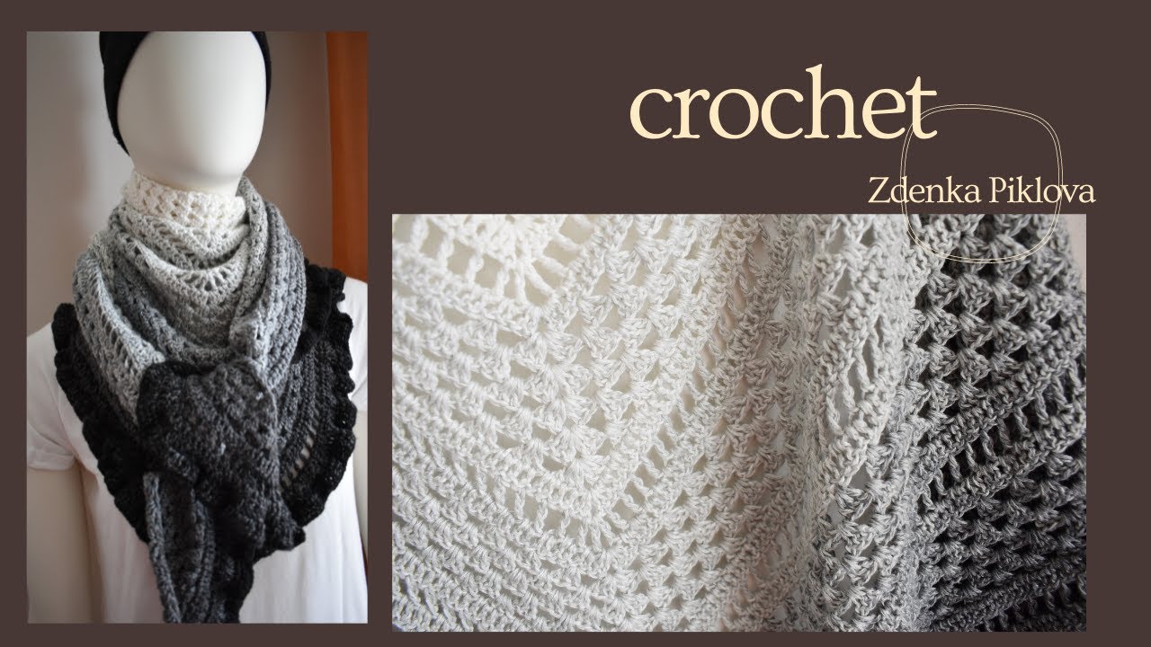 Šátek #9 C L  háčkovaný,snadný, easy, shawl, tutorial, diy