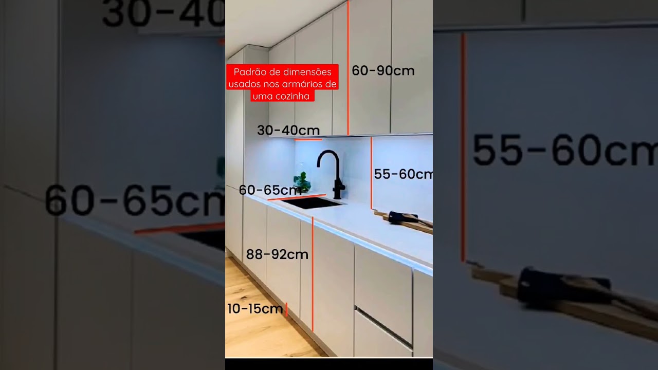 👉🏻 Padr&atilde;o de dimens&otilde;es geralmente usados para arm&aacute;rios de uma cozinha planejada