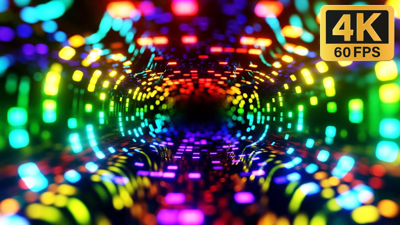 Rainbow Neon Light Tunnel 🌈 7-Color Glowing Visual Background | 6 Hours 4K 60FPS