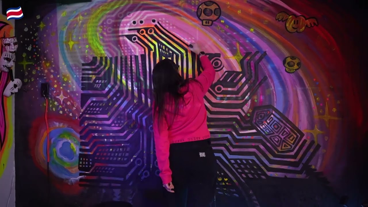 I painted a circuit board on my galaxy wall because I was bored