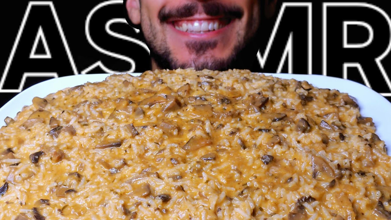 ASMR MUSHROOM RISOTTO (EATING SOUNDS) NO TALKING MUKBANG