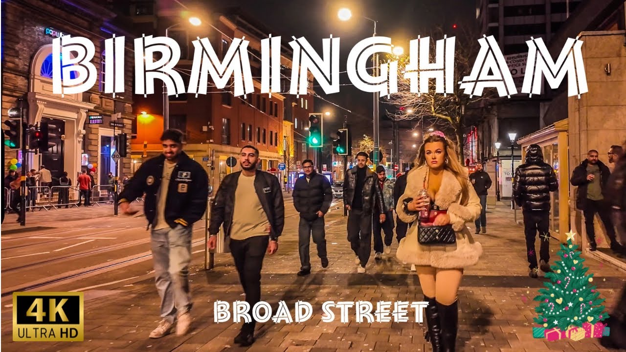 Birmingham Walk Tour 2024 ✨ From Broad Street to New Street 🎄 | 4K