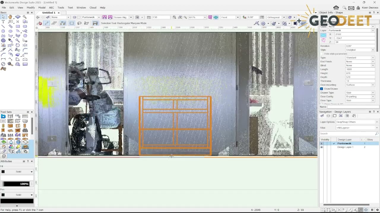 Gebruik van puntenwolk in Vectorworks