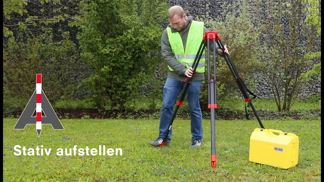 So wird ein Stativ für Tachymeter aufgestellt