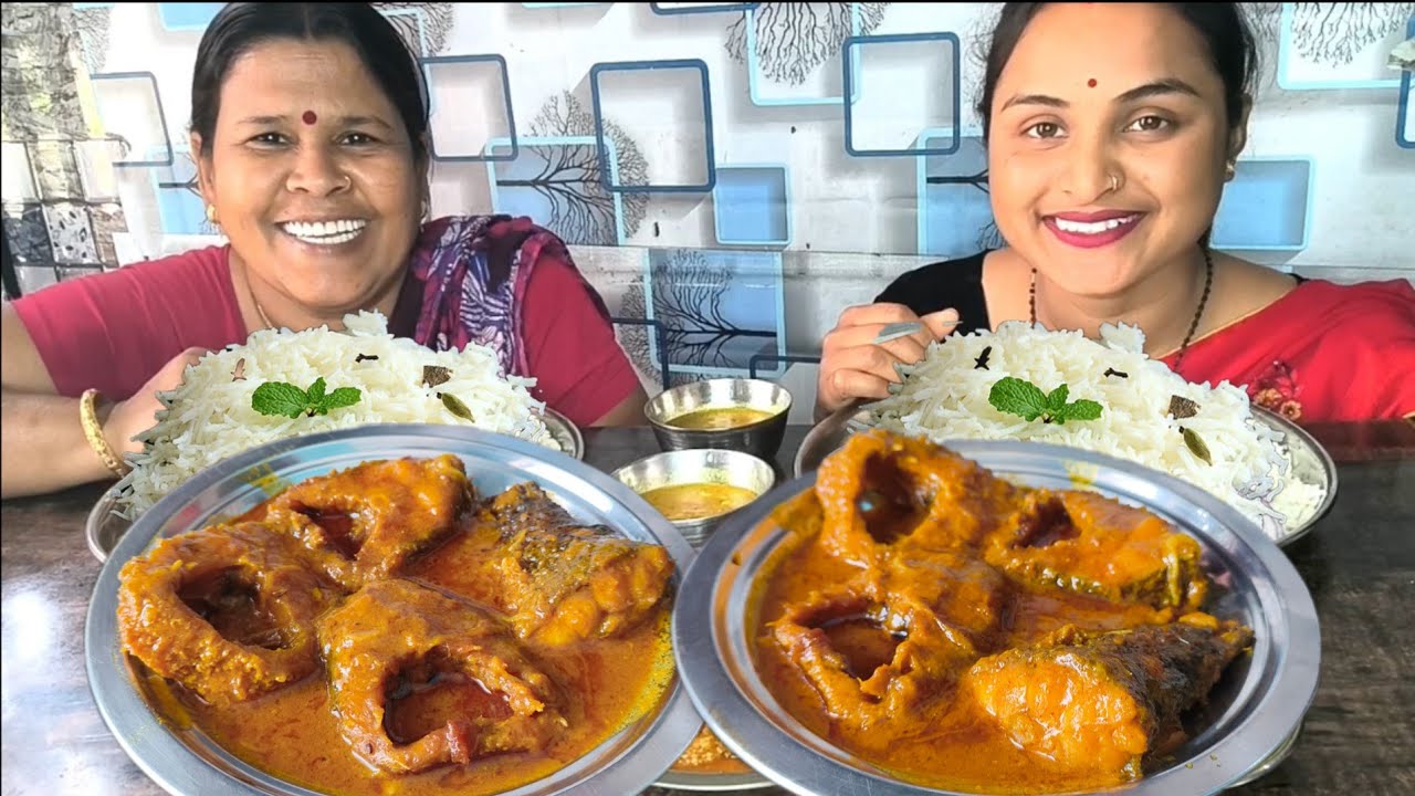 New eating rice with spicy🔥🔥fish curry sag fish curry daal fry baigan fry Bengali food eating show