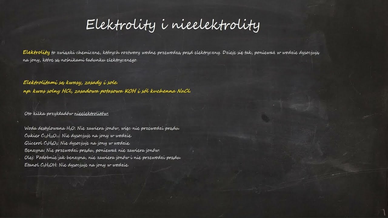 Elektrolity i nieelektrolity &mdash; szybka powt&oacute;rka do kartk&oacute;wki z chemii