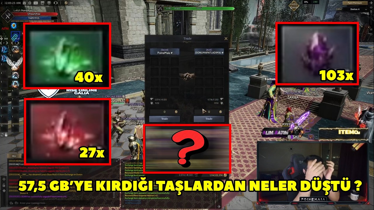PoineMaia - (Galia) 50 GB'lik Soul Stone ve 7,5 GB'lik Onyx Kristal Kırdırıyor ! Rise Online