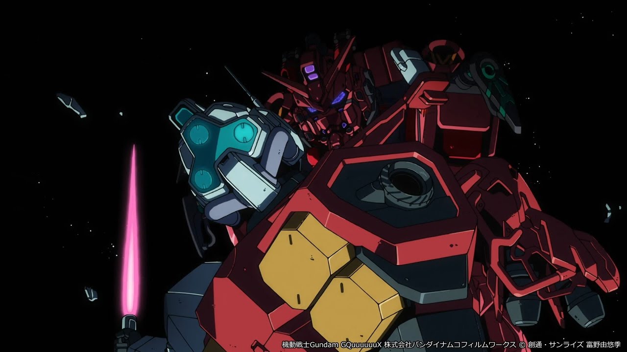 【お気に入りメカシーン】(25) クランバトル 赤いガンダム vs ゲルググスガイ 後半 【機動戦士Gundam GQuuuuuuX】 ※