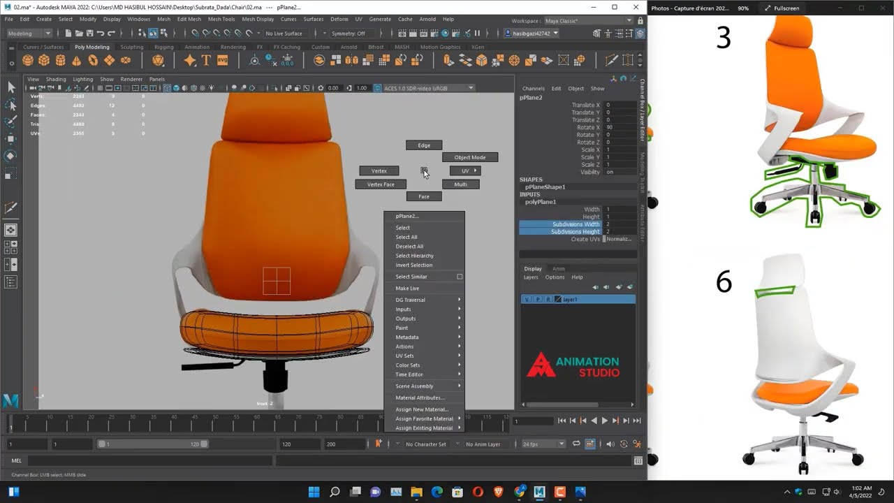 Timelapse AUtodesk MAya Modeling - Gaming Chair speedart
