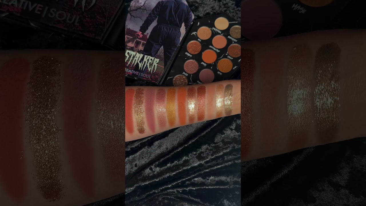 Stalker Eyeshadow Palette Swatches  #horror #eyeshadow #swatches #makeup #spooky #beauty #glitter