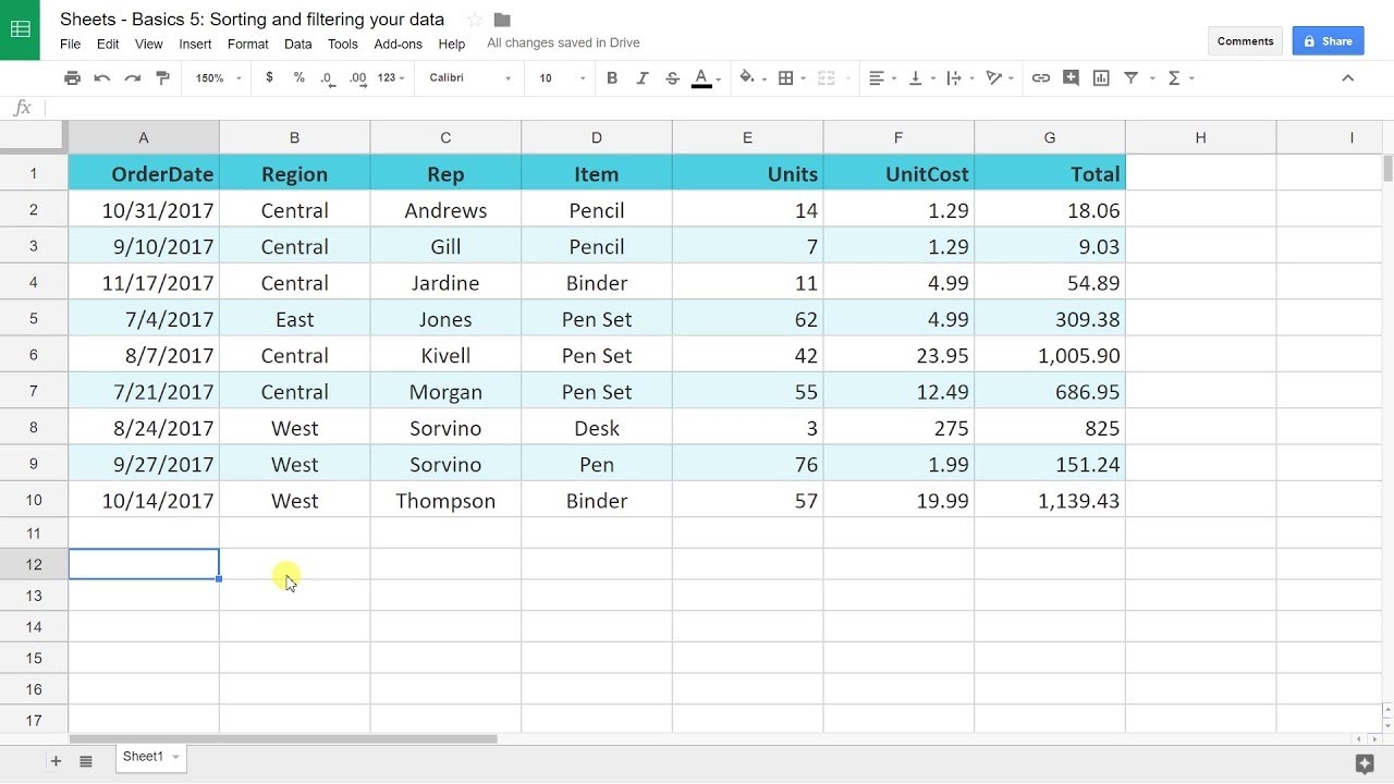 Google Sheets Basics #5 - Sort and Filter