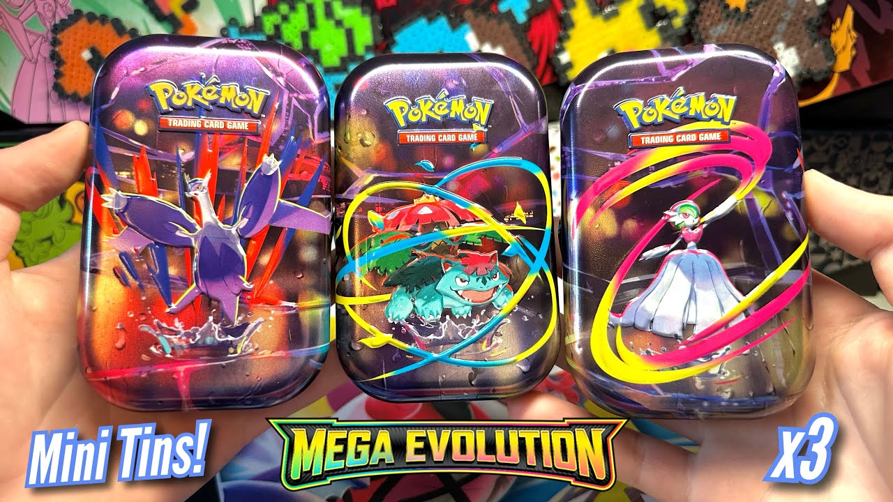 Opening 3 Pokemon Mega Evolution Mini Tins | Can we hit an SIR?