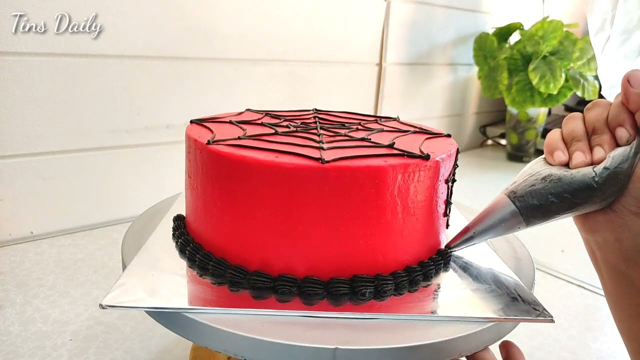 Cara Membuat Kue Ulang Tahun Spiderman Krim Merah