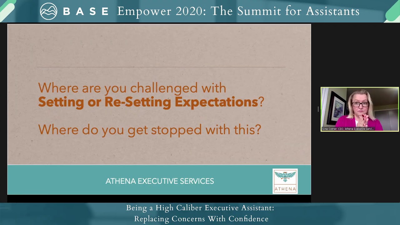 Base Empower 2020: Being a High Caliber Executive Assistant: Replacing Concerns With Confidence