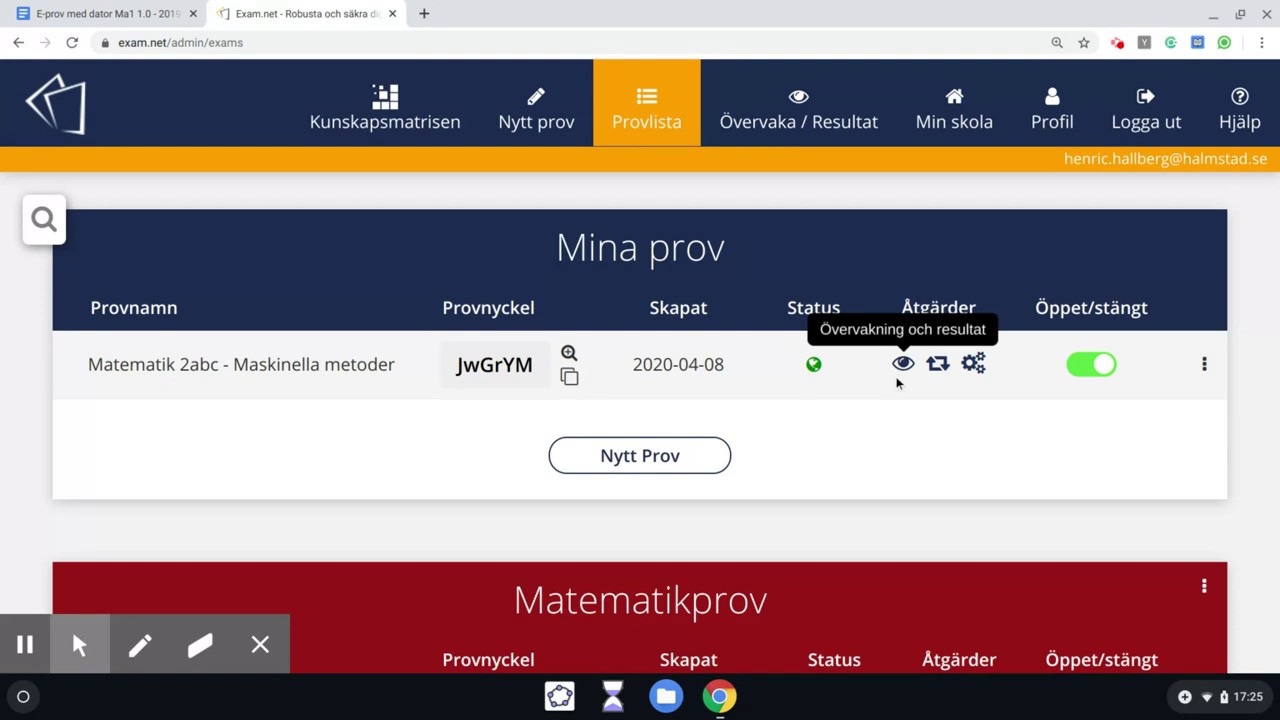 Förbered prov i Exam.net