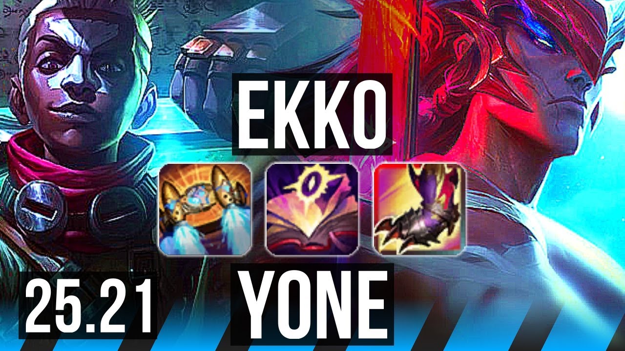 EKKO vs YONE (MID) | 8 solo kills, Legendary, 17/3/8 | EUW Master | 25.21