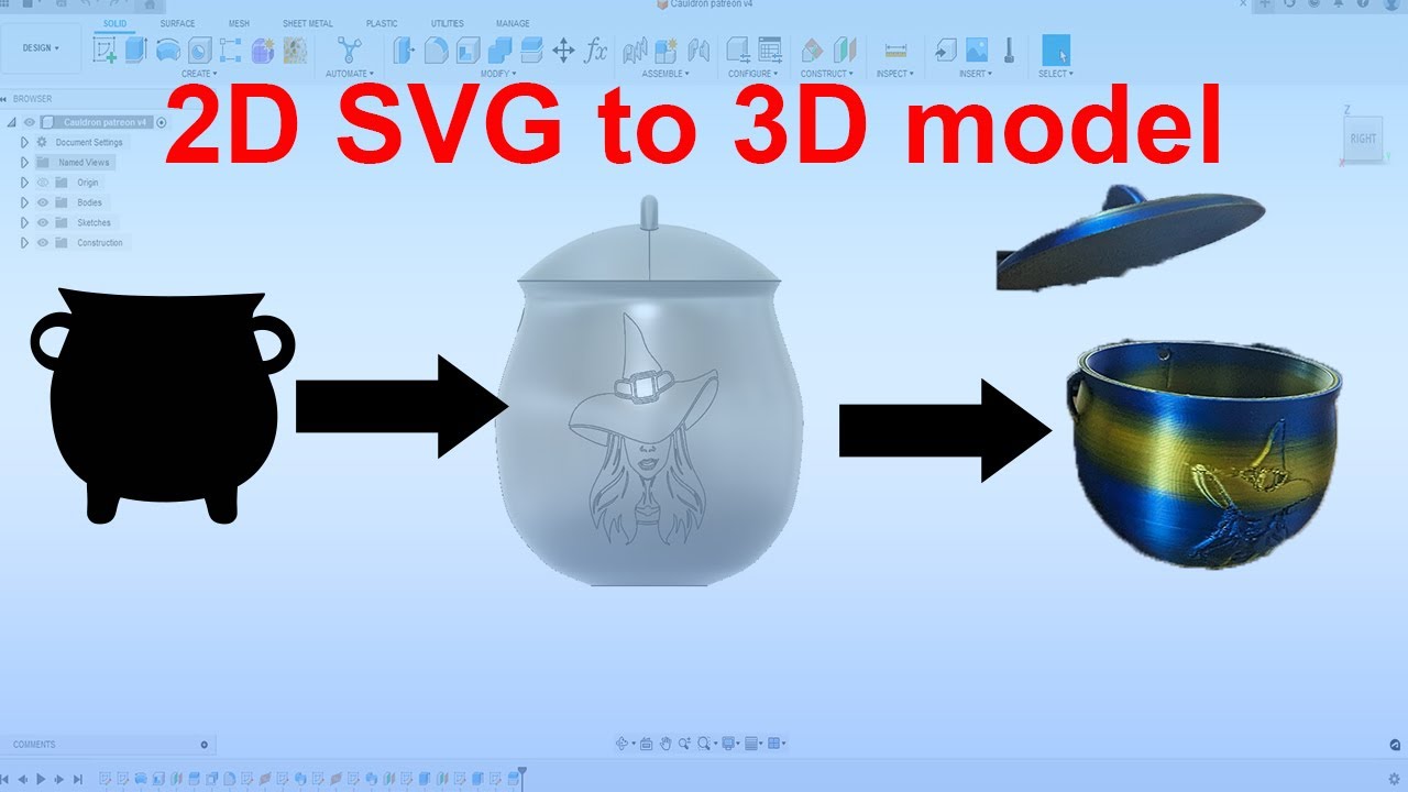 2D images to 3D model using SVG files and Fusion 360