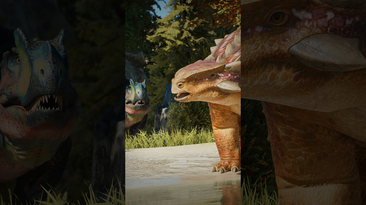 Meet the Asian Ankylosaurus with Yangchuanosaurus! - Jurassic World Evolution 3 Clip HD