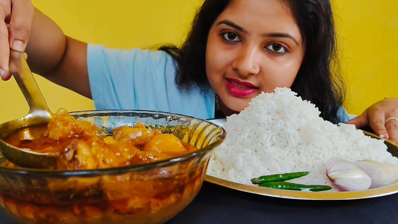 BIGBITES, EATING HUGE RICE WITH VILLAGE MUTTON CURRY/ লাল লাল খাসির মাংস 🥵🥵 | EATING SHOW | MUKBANG 