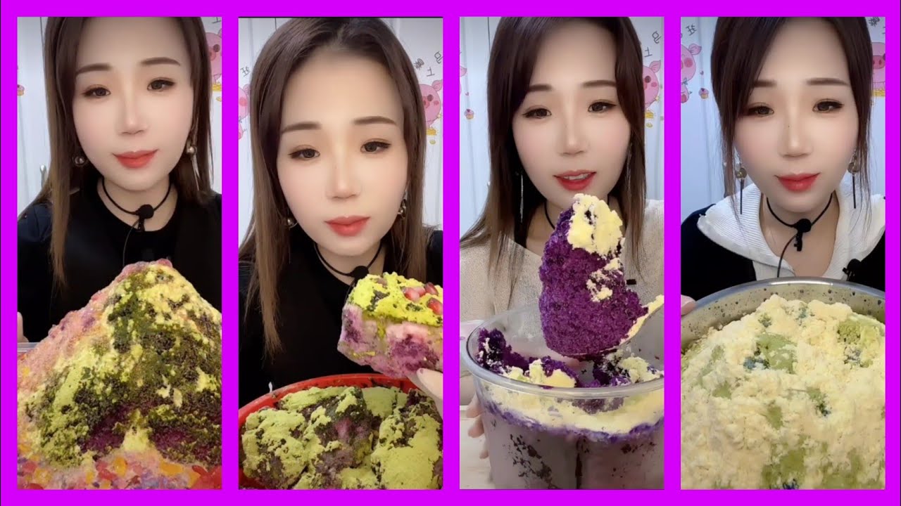 ASMR REFROZEN SHAVED ICE EATING WITH MATCHA | MILK POWDER | PASSION FRUIT | JEWELRY PIECES