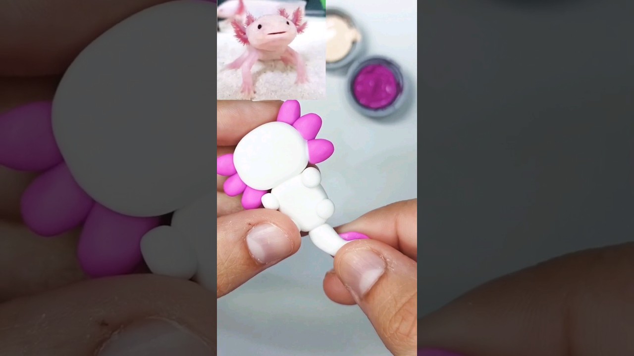 ⚪ AXOLOTE #axolote #diy #tutorial #massinha #arte #clay #clayart #biscuit #art #ajolote  #axolotl