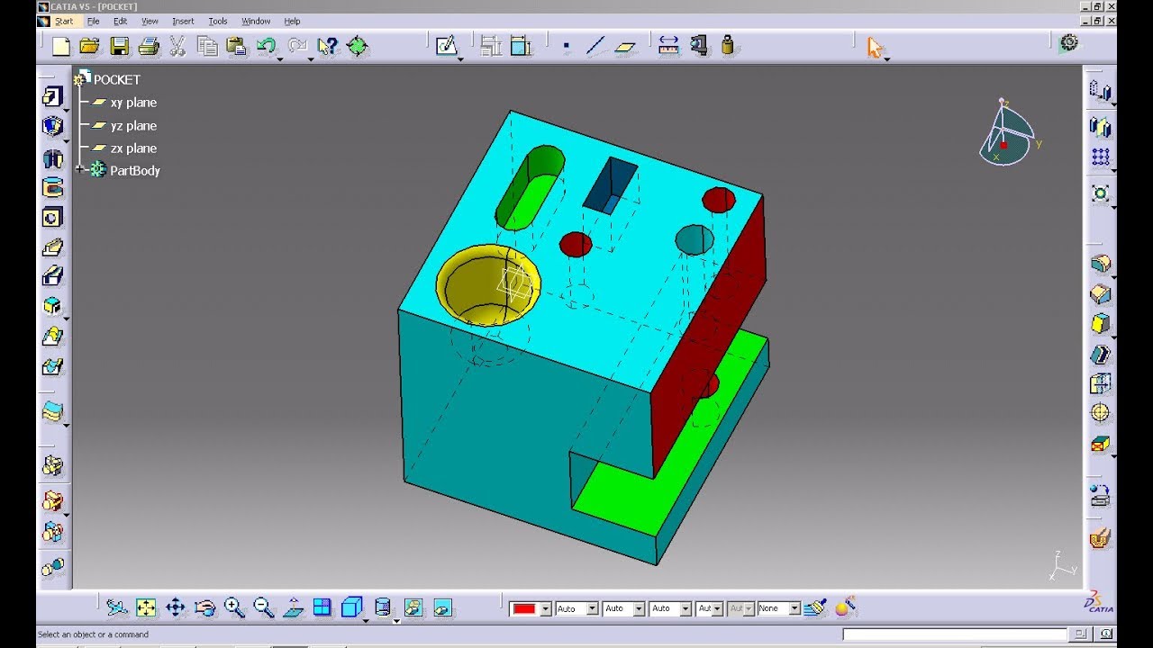 comando POCKET en CATIA V5 command POCKET