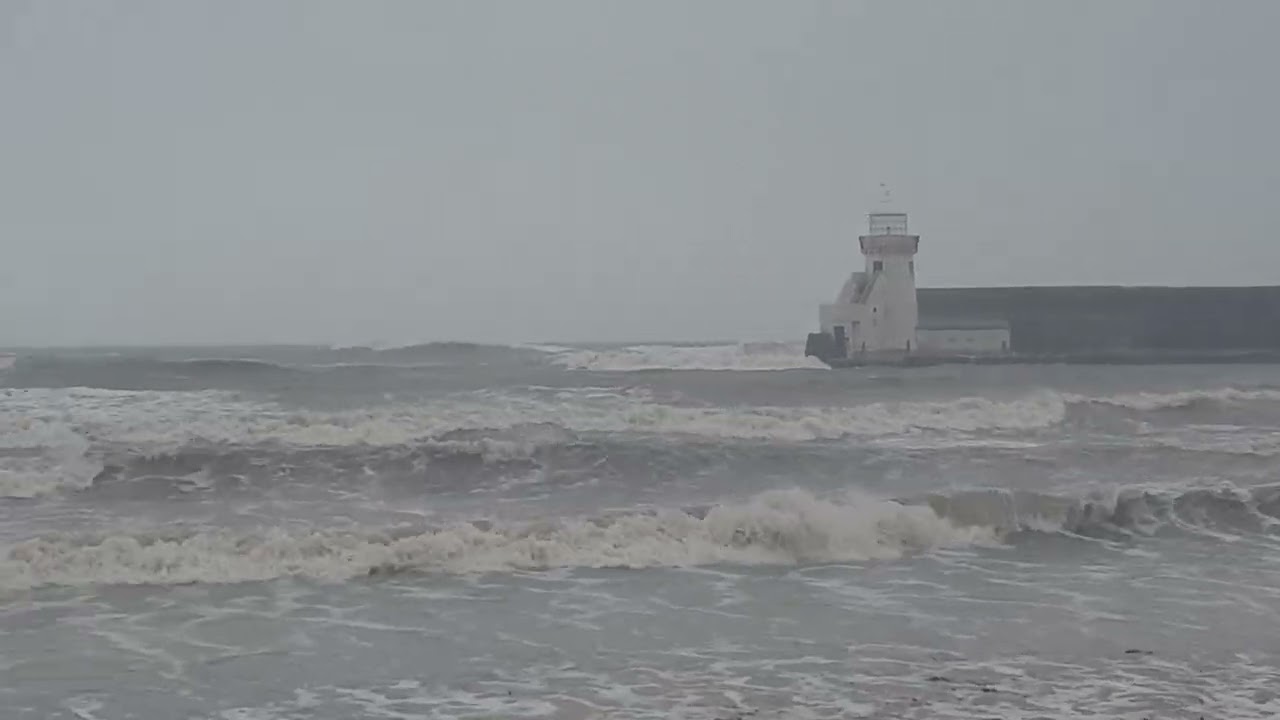 Balbriggan Lighthouse in a Storm 🌊 | Huge Waves and Wild Irish Sea. Ireland Roads views ireland.