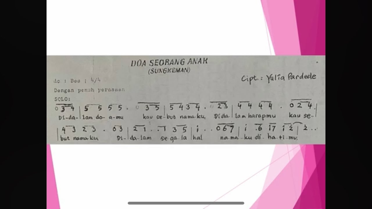 Doa Seorang Anak - notasi Alto