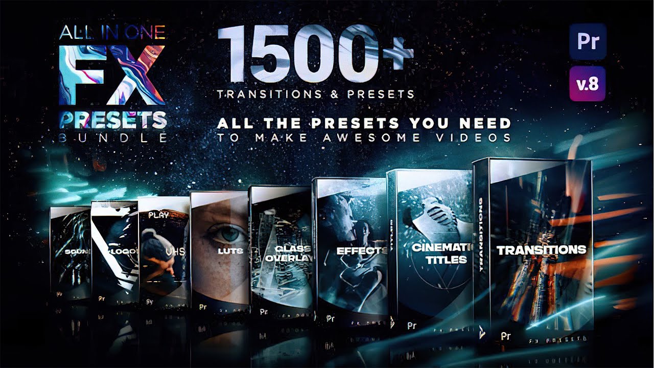 VIDEO PEREXODLAR, EFFEKTLAR, RANGLAR, TITRLAR VA LOGO ANIMATSIYALAR |PRESETS BUNDLE FOR PREMIERE PRO