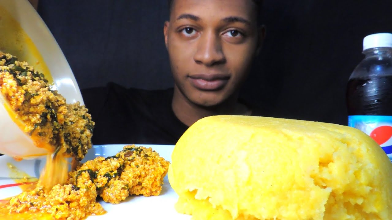 ASMR AFRICAN NIGERIAN EGUSI AND SEMOVITA(No talking) eating sounds|food Monger