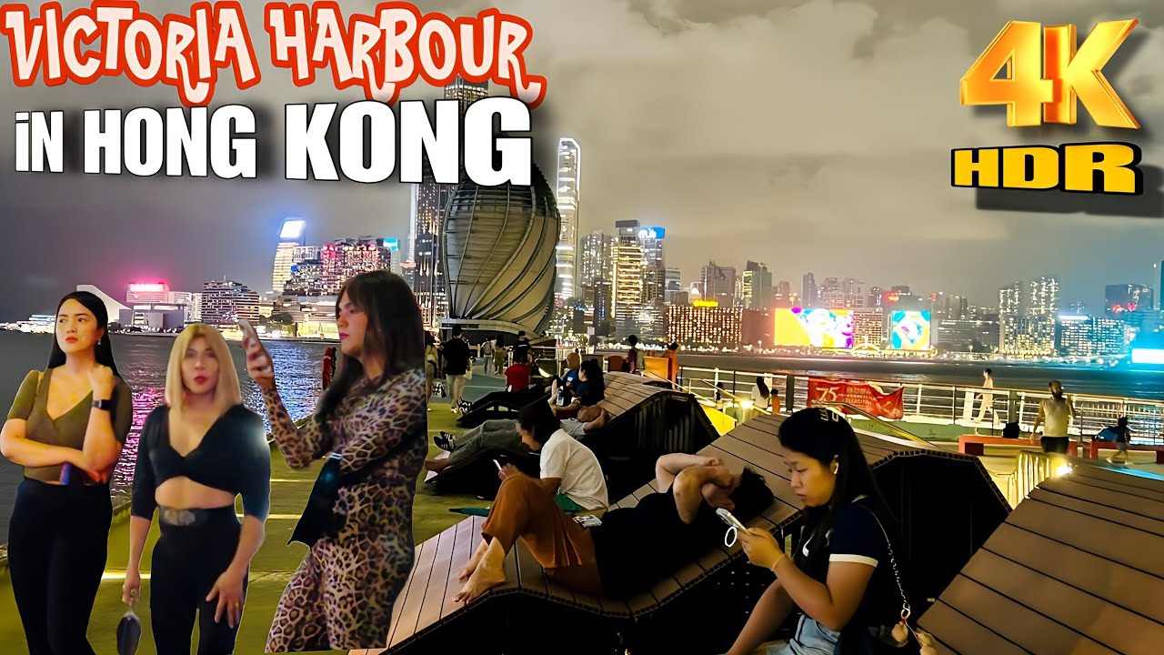 📍Hong Kong East Coast Park Precinct | Victoria Harbour Night Walk Tour | 4k HDR #trending #hongkong
