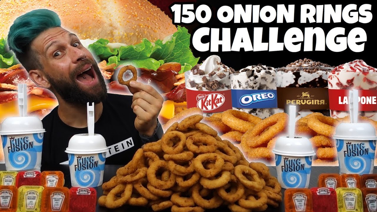 150 ONION RINGS BURGER KING CHALLENGE con rinforzo di 4 KING FUSION - MAN VS FOOD