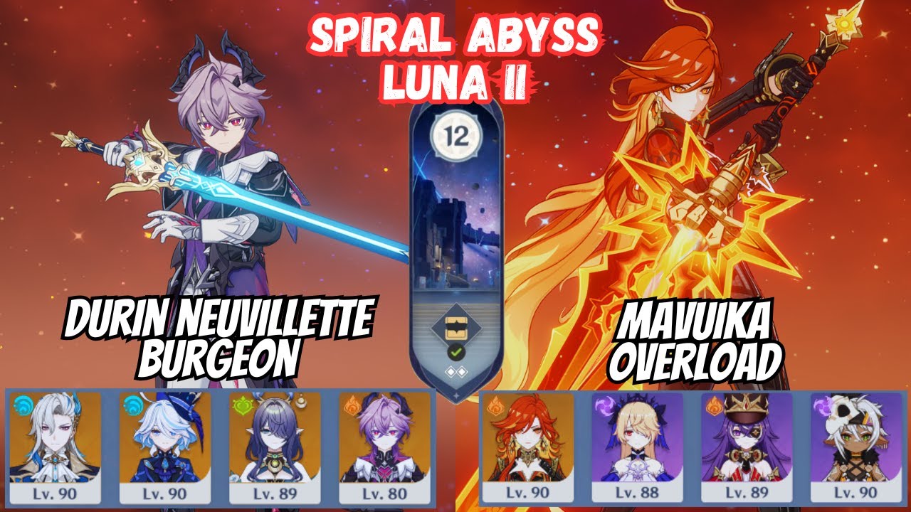 C0 Durin Neuvillette Burgeon / C0 Mavuika Overload Floor 12 Spiral Abyss 6.2 Genshin Impact [原神]