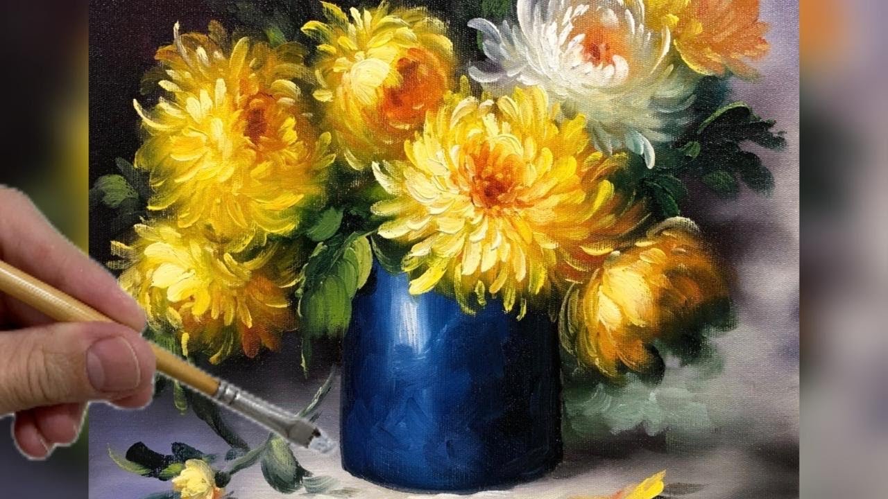 PINTURA A ÓLEO PASSO A PASSO / CRISÂNTEMOS