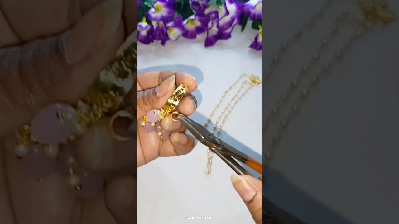 kundan earrings with side ear chain #diy #tutorial #shorts #trending #fashion #viral #jewellery