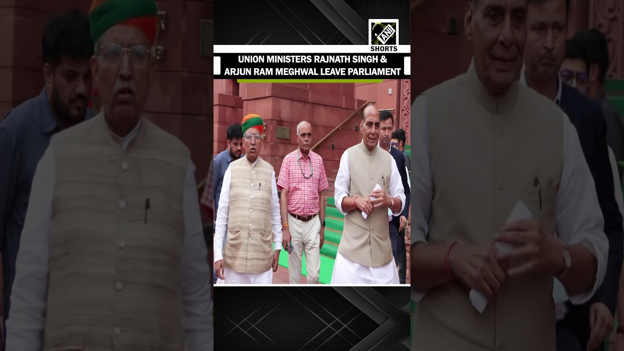 Union Ministers Rajnath Singh & Arjun Ram Meghwal Leave Parliament
