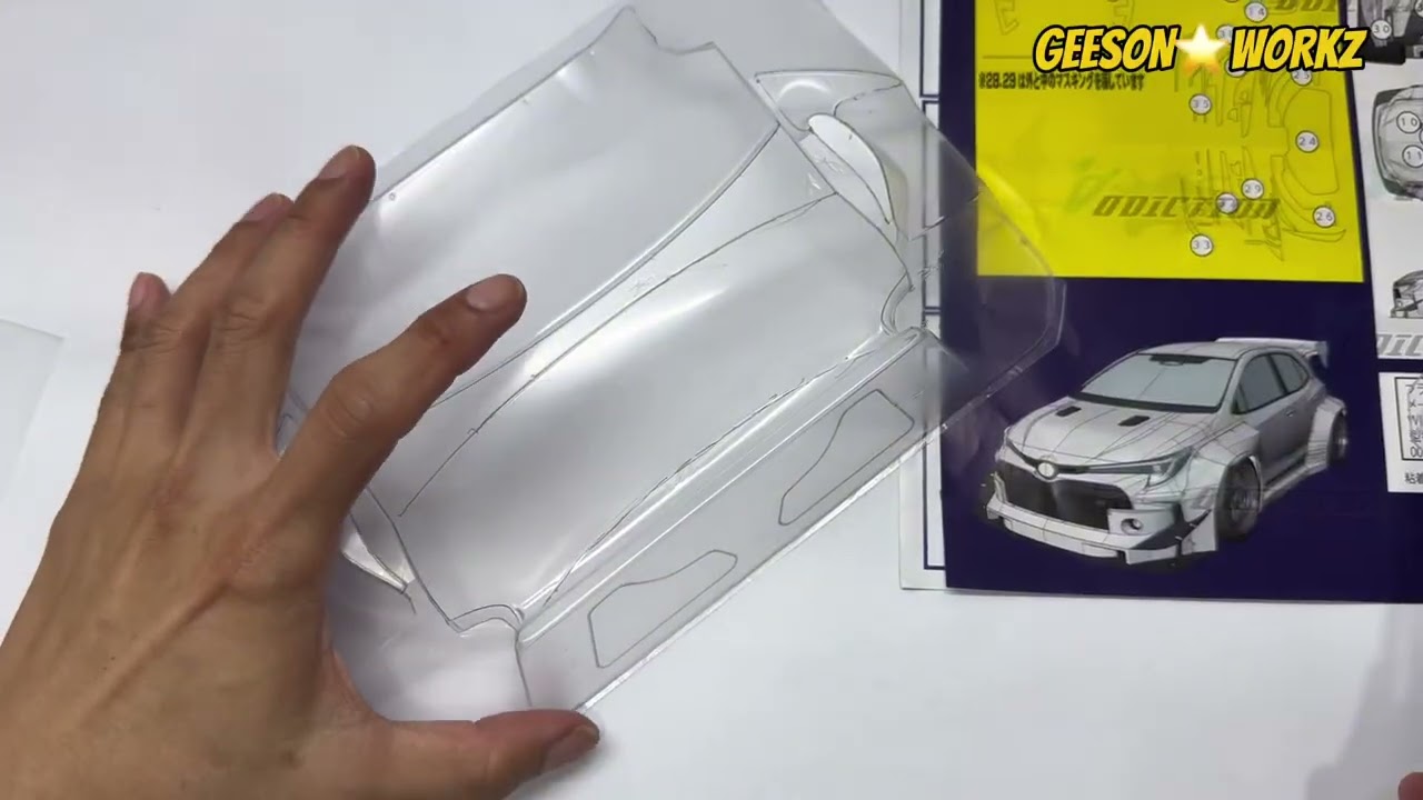 Tutorial for cutting polycarbonate Rc body shell and unbox Addition RC GR Corolla .
