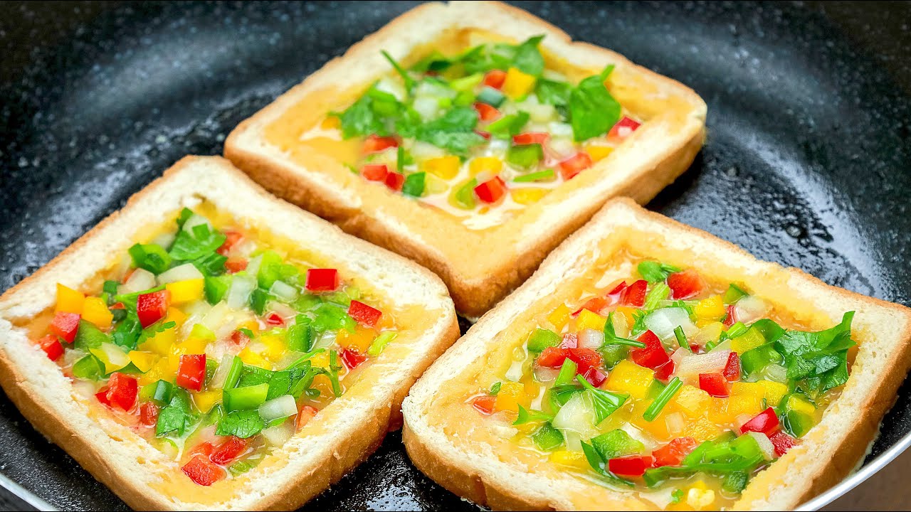 How to make one pan egg toast | Bread + Egg + Vegetable | Easy Breakfast Recipe