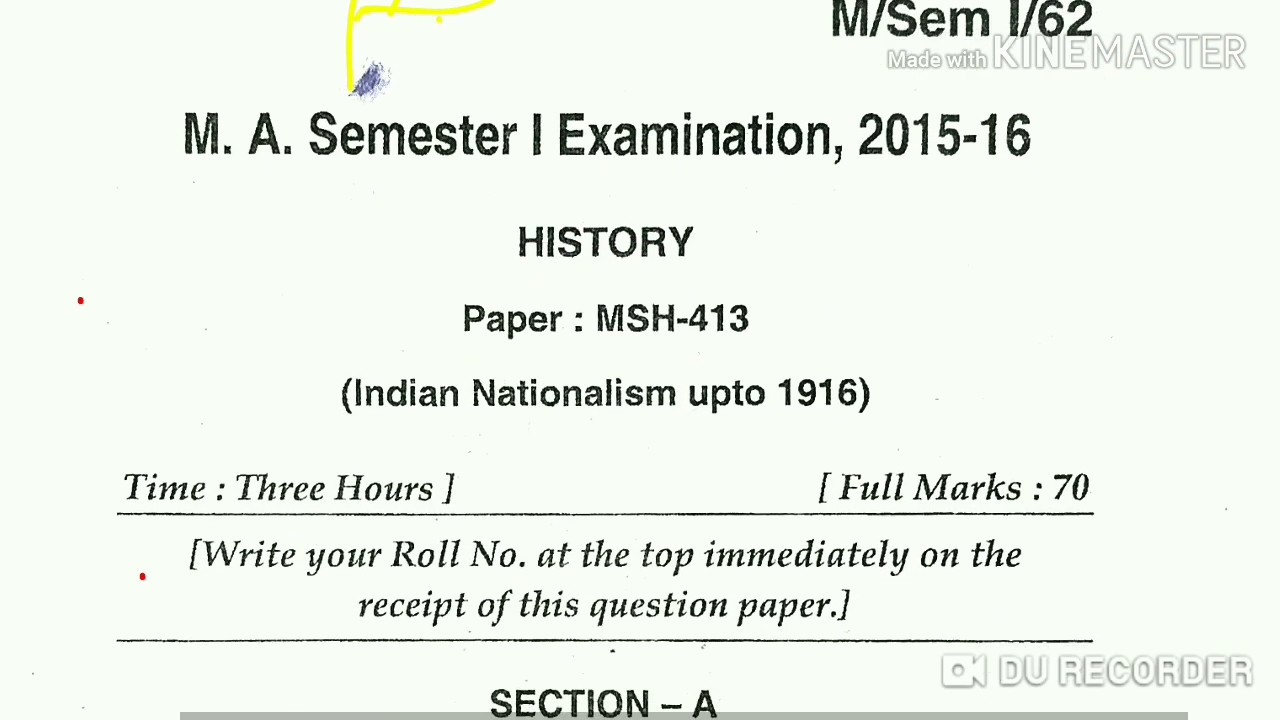 BHU M.A HISTORY SEM 2 OLD QUESTION PAPERS I BHU OLD PAPER I BHU PAPER I MA HISTORY I BHU MA EXAM