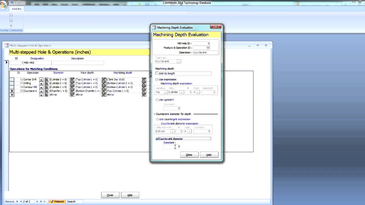 CAMWorks - Programming a Multistep Hole