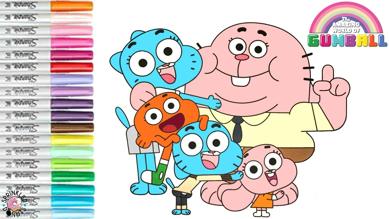 The Amazing World of Gumball Coloring Book Page Gumball Darwin Nicole Anais Richard Watterson