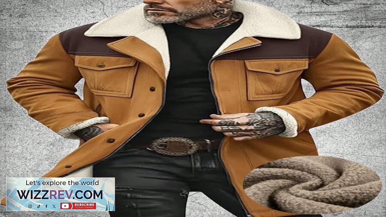 Mens Western Cowboy Vintage Jacket Plush Collar Coats Faux Leather Winter Long