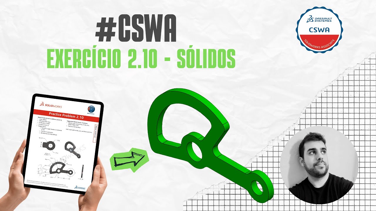 EP041: Solidworks para iniciantes | Exercício 2.10 - CSWA | Dominando Ressalto Base Extrudado