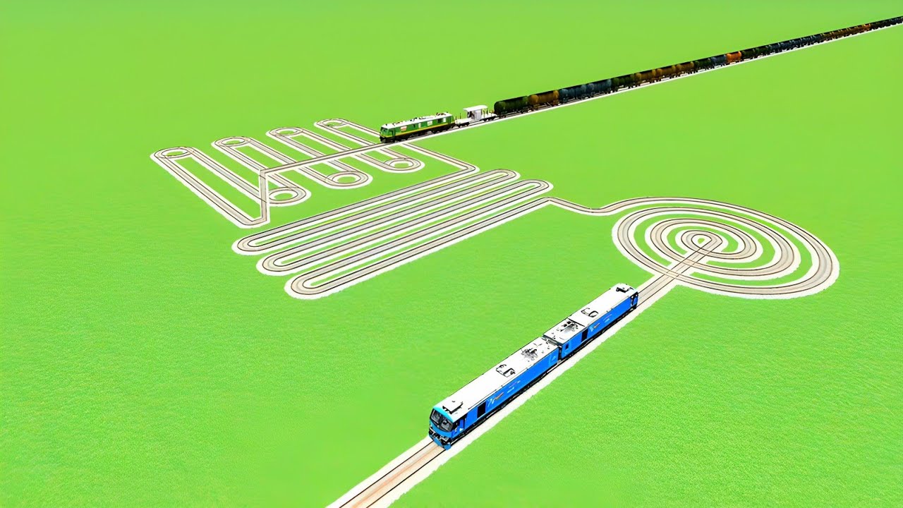 💞TRAIN CROSS 360°DEGREE AROUND CIRCLE ZIG ZAG RIKSY TRACKS😱RAILROAD RAILWORK BEANG 
