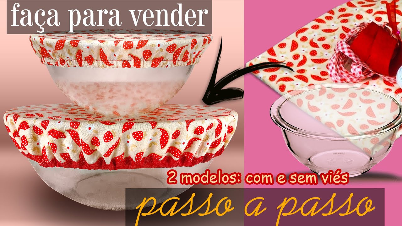 Como Fazer Tampa de Tecido para Travessas Passo a Passo [Tampa de tecido com elástico para potes]