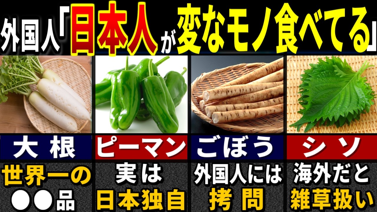 「これ…食べられるの？」訪日外国人が初めて見つけて驚愕した日本の野菜だけの特徴６選【ゆっくり解説】【海外の反応】