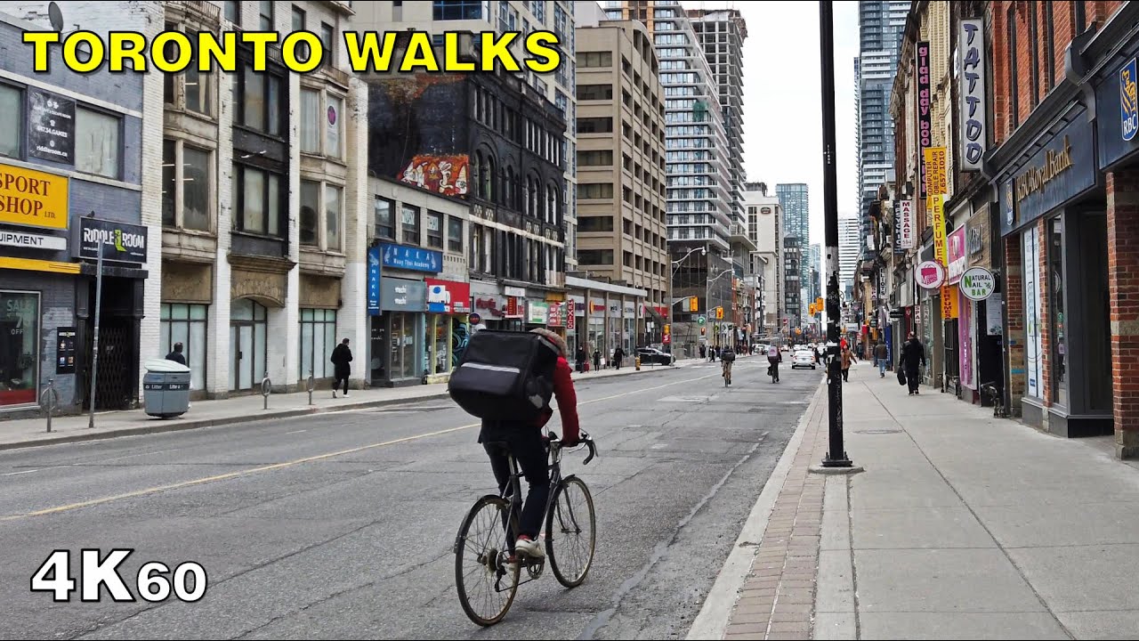 Yonge Street Pandemic Walk in Downtown Toronto on April 11, 2020 [4K]