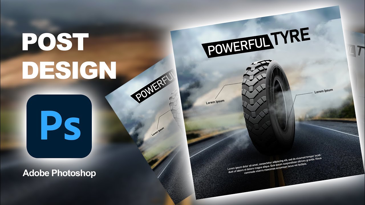 Social Media Post Design || Powerful Tyre || Adobe Photoshop || #manipulation #postdesign